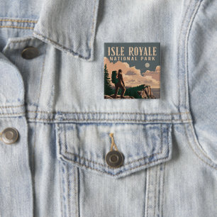 Isle Royale National Park Backpacking Travel Art 15 Cm Square Badge