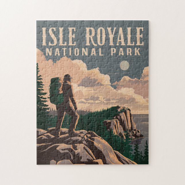 Isle Royale National Park Backpacking Travel Art Jigsaw Puzzle (Vertical)