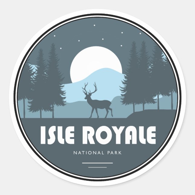 Isle Royale National Park Deer Classic Round Sticker (Front)