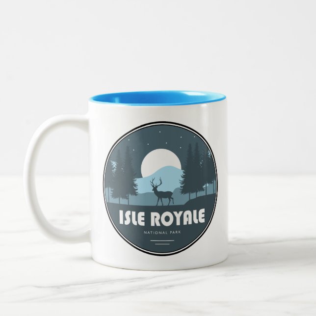 Isle Royale National Park Deer Two-Tone Coffee Mug (Left)