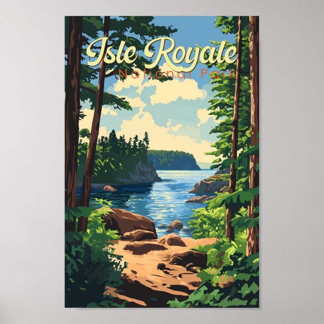 Isle Royale National Park Illustration Travel Art Poster (Front)