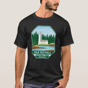 Isle Royale National Park Lighthouse Retro Emblem T-Shirt