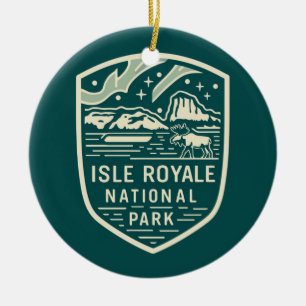 Isle Royale National Park Magical Night Emblem Ceramic Tree Decoration