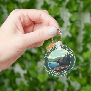 Isle Royale National Park Michigan Keychain   Cust