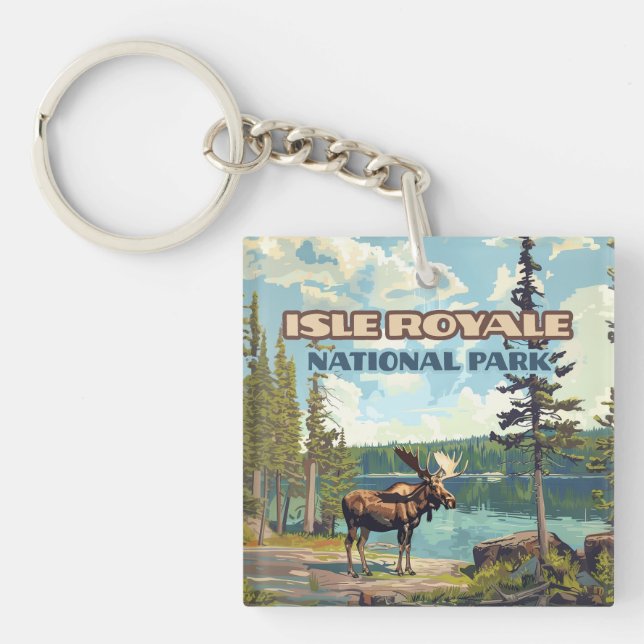 Isle Royale National Park Michigan Lake Key Ring (Front)