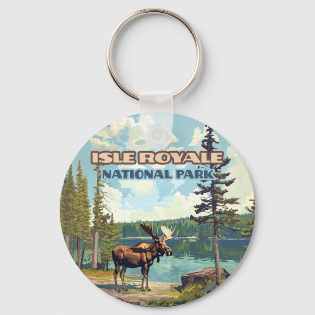 Isle Royale National Park Michigan Lake Key Ring (Front)