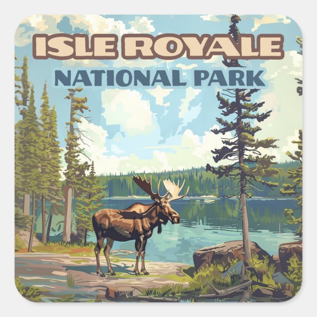 Isle Royale National Park Michigan Lake Square Sticker (Front)