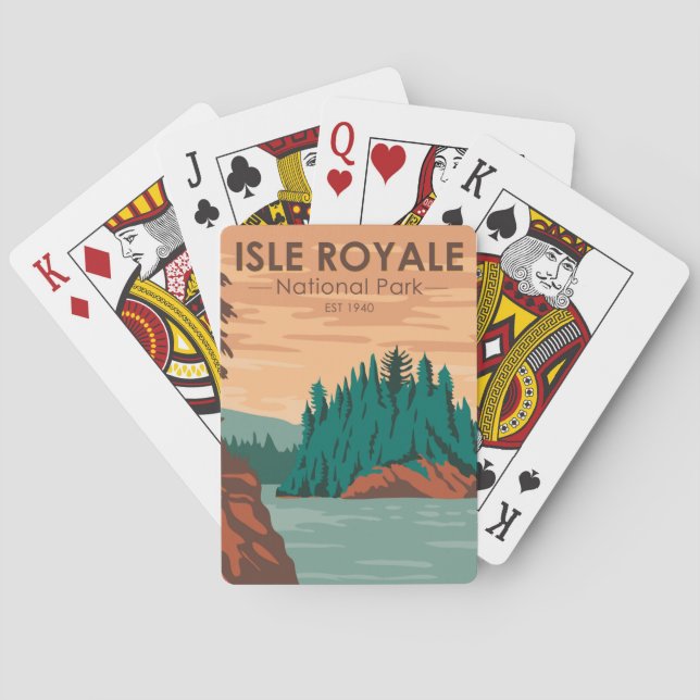 Isle Royale National Park Michigan Vintage  Playing Cards (Back)
