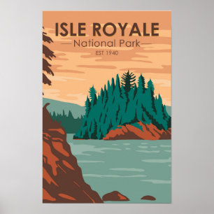 Isle Royale National Park Michigan Vintage Poster