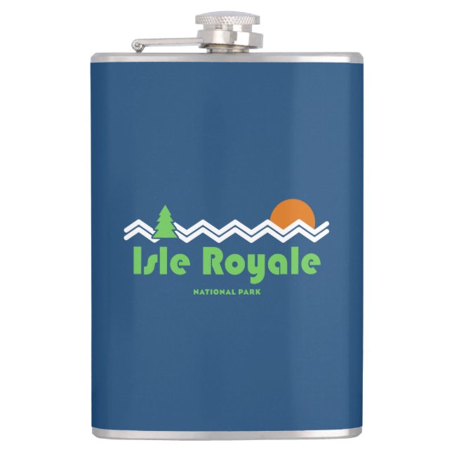 Isle Royale National Park Retro Hip Flask (Front)
