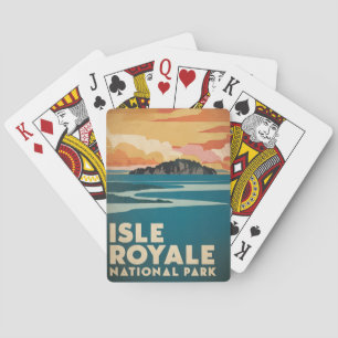 Isle Royale National Park Retro Poster Playing Cards