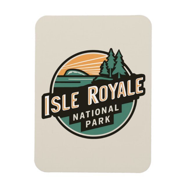 Isle Royale National Park Retro Travel Emblem Magnet (Vertical)