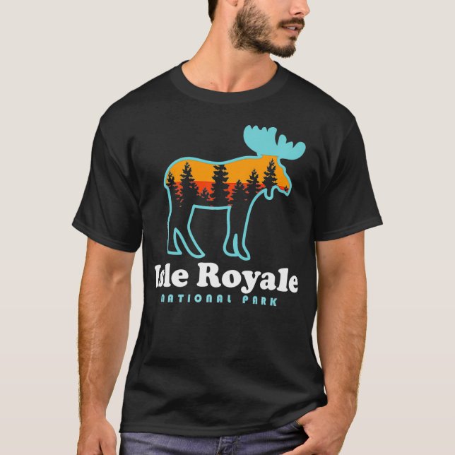 Isle Royale National Park Trail Moose Hiking Trail T-Shirt (Front)