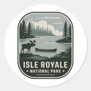 Isle Royale National Park Vintage Badge Classic Round Sticker