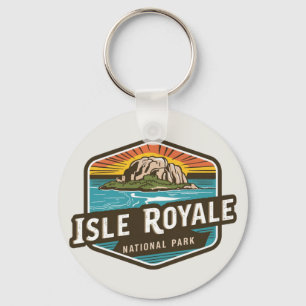 Isle Royale National Park Vintage Emblem Key Ring