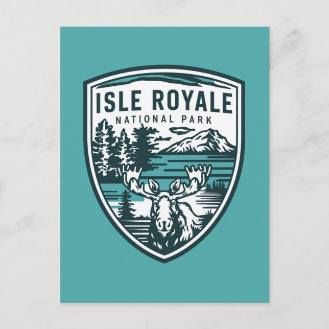 Isle Royale National Park Wildlife Emblem Holiday Postcard (Front)