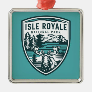 Isle Royale National Park Wildlife Emblem Metal Tree Decoration