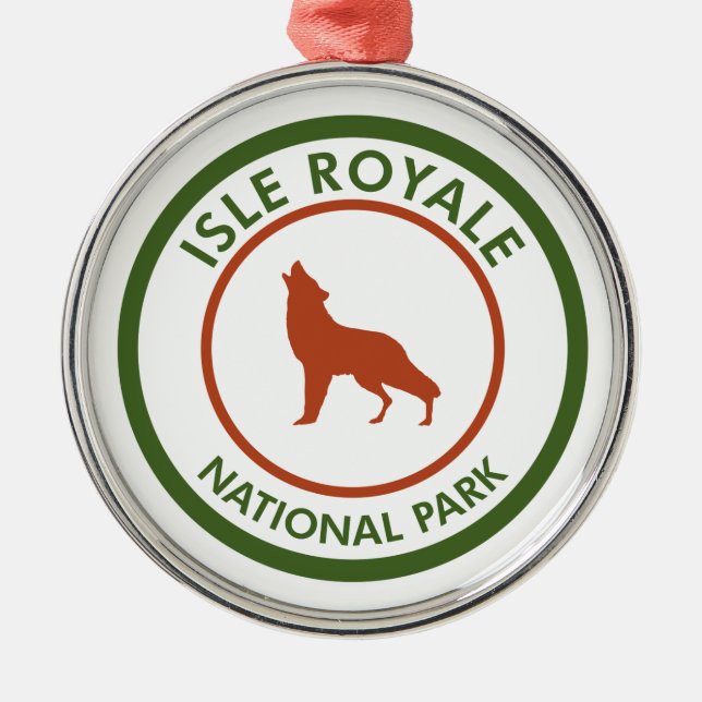 Isle Royale National Park Wolf Metal Tree Decoration (Front)