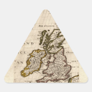 Isles Britanniques - 1700 Nicolas Fils Sanson Map Triangle Sticker