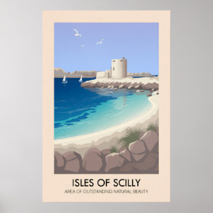 Isles Of Scilly Cornwall AONB Travel Poster