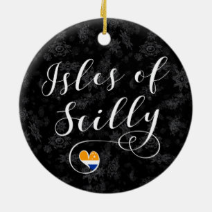 Isles of Scilly Flag Heart Ceramic Tree Decoration