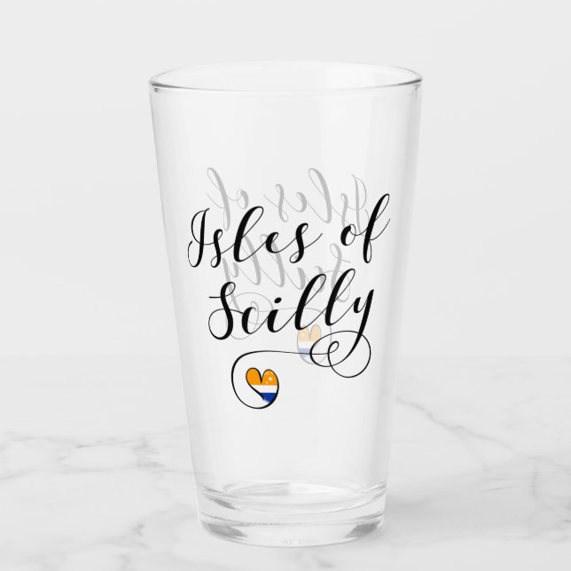 Isles of Scilly Flag Heart Glass (Front)