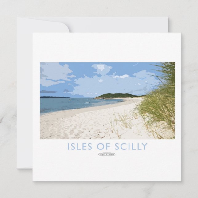 Isles of Scilly Railway Poster Holiday Card (Front)
