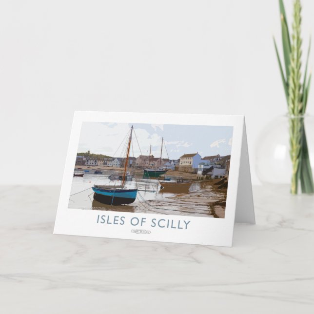 Isles of Scilly Railway Poster Thank You Card (Front)