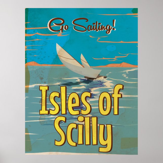 Isles of Scilly Sailing vintage travel poster (Front)