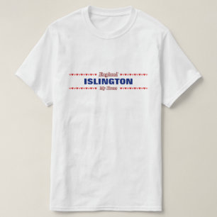ISLINGTON - My Home - England; Red & Pink Hearts T-Shirt