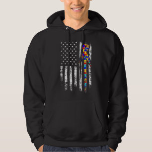 Ism Awareness American Flag Distressed 2 Hoodie