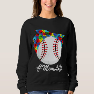Ism Mum Baseball Messy Bun Autism Awareness 42 Sweatshirt