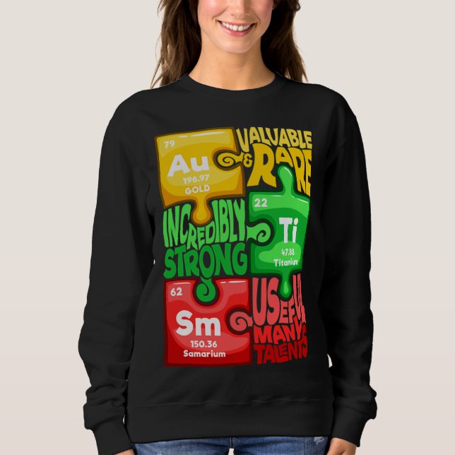 Ism Puzzle Chemistry Time Table Elements Autism Aw Sweatshirt (Front)