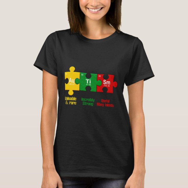 Ism Puzzle Chemistry Time Table Elements Autism Aw T-Shirt (Front)