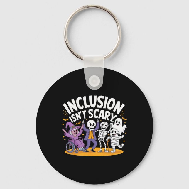 Isn't Scary Teacher Skeleton Ghost Cute Halloween  Key Ring (Front)