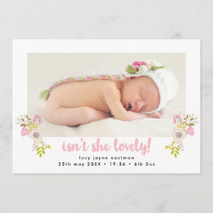 Isn't She Lovely Floral Birth Announcement