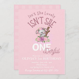 Isn't She Lovely Isn't She ONEderful Customisable Invitation