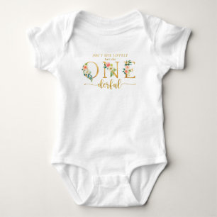 Isn't She Lovely Onederful Girl 1st Birthday Baby Bodysuit