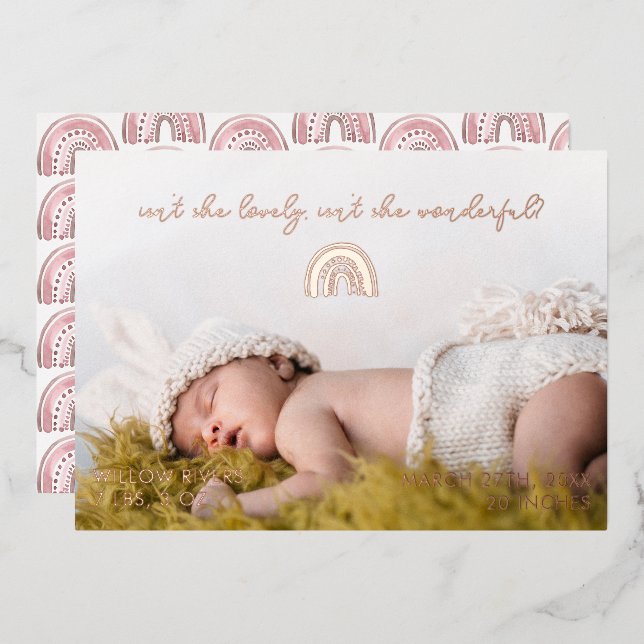 Isn't She Lovely Rainbow Baby Birth Announcement (Front/Back)