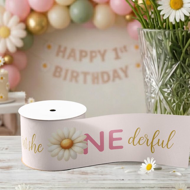 Isn't She One-derful First Birthday Daisy Grosgrain Ribbon (Isn't She One-derful First Birthday Daisy Grosgrain Ribbon)