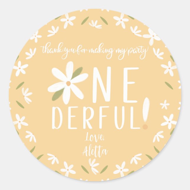 Isn't She Onederful 1st B-Day Thank You Stickers (Front)