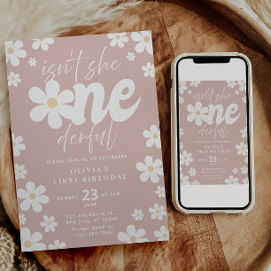 Isn't She Onederful Birthday Invitation Daisy
