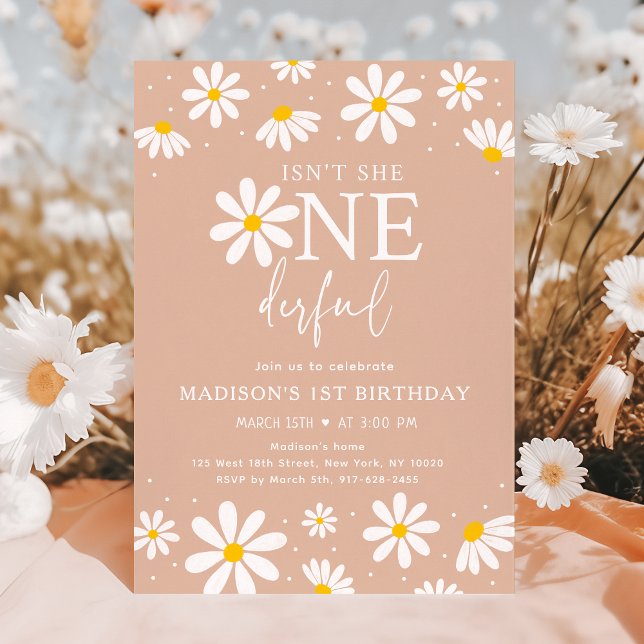 Isn't She ONEderful Boho Daisy First Birthday Invitation (Creator Uploaded)