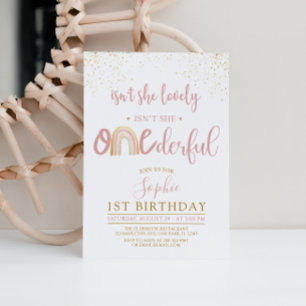 Isn't She ONEderful Boho Rainbow First Birthday Invitation
