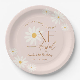 Isn't She ONEderful Daisy 1st Birthday Paper Plate