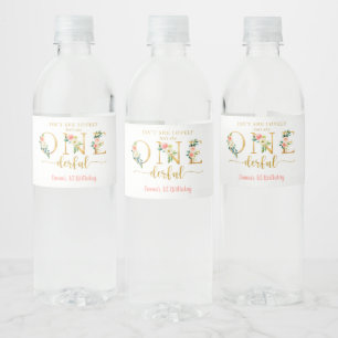 Isn't She Onederful Girl 1st Birthday Party Water Bottle Label