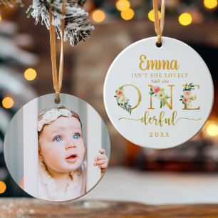 Isn't She Onederful Girl First Christmas Ceramic Tree Decoration
