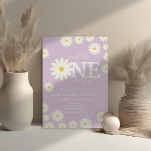 Isn't she ONEderful Lilac Daisy First Birthday  Invitation