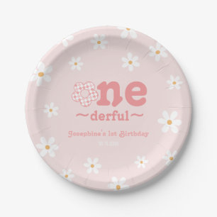 Isn't She Onederful Retro Groovy Flower Birthday Paper Plate