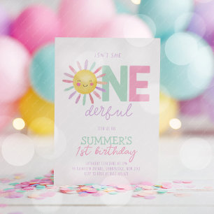 Isn't She Onederful Sun Girls 1st Birthday Invitation